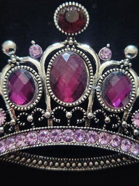 PURPLE CROWN PIN Brooch set in Silvertone NEW jewelry by Ornaments